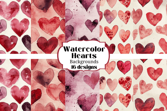 16 Pretty Watercolor Hearts Backgrounds for Creative Projects
