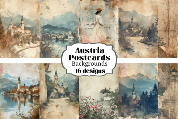 16 Vintage Austria Postcard Backgrounds: Old-World Charm for Modern Projects