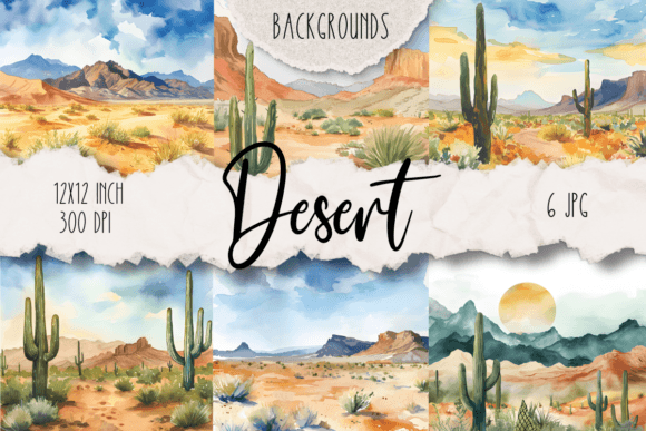 Desert Backgrounds: Watercolor Illustrations for Creative Projects