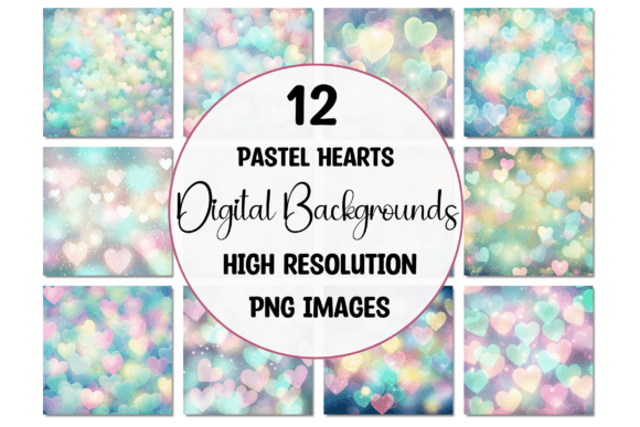 Elevate Your Projects with Pastel Heart Digital Backgrounds