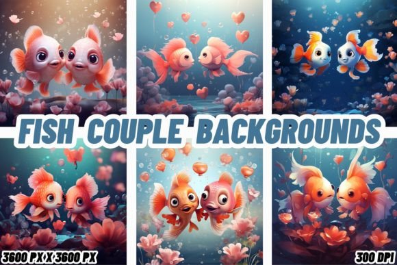 Enchanting Fish Couple Backgrounds for Your Designs