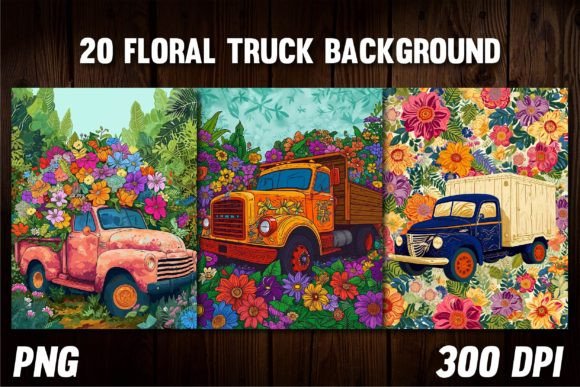 Floral Truck Backgrounds for Covers: A Charming Digital Asset