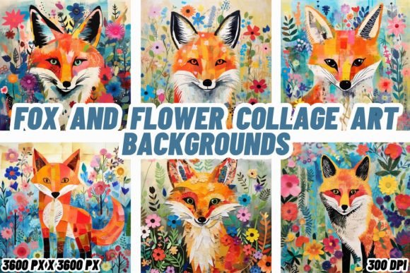 Foxy Florals: 12 Enchanting Collage Backgrounds