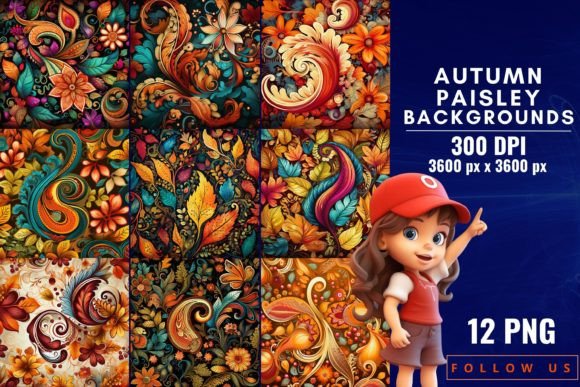 Infuse Your Projects with the Rich Hues of Autumn Paisley Backgrounds
