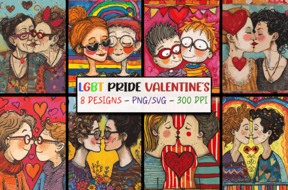 Pride LGBT Valentines Backgrounds SVG