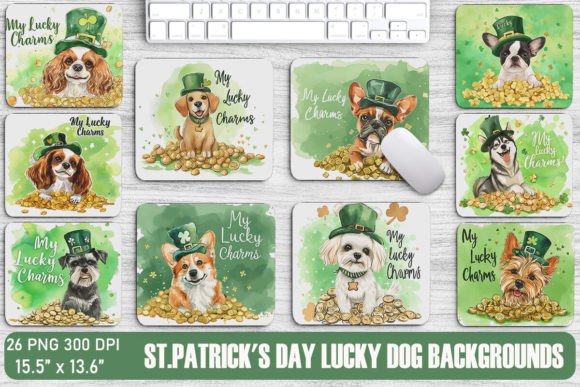 St. Patrick's Day Lucky Dog Backgrounds for Festive Designs