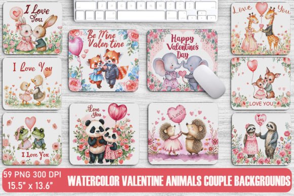 Valentine's Animals Couple Backgrounds: Design Assets for Heartfelt Projects