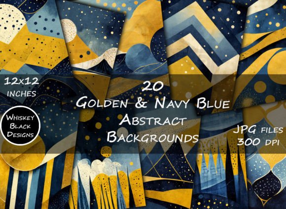 Whimsical Wonder: Yellow & Navy Blue Abstract Backgrounds for Designers