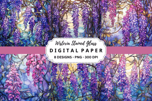 Wisteria Stained Glass Backgrounds: A Garden of Design Potential
